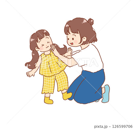 顔に塗る親子 126599706