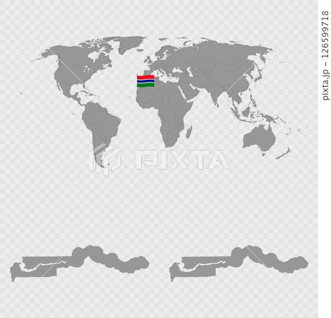Gambia Map Set with World Location. 126599718