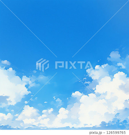 青空と入道雲の水彩のイラスト背景 126599765