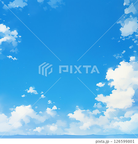 青空と入道雲の水彩のイラスト背景 126599801