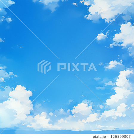 青空と入道雲の水彩のイラスト背景 126599807