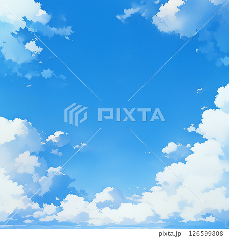 青空と入道雲の水彩のイラスト背景 126599808