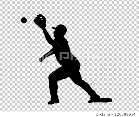 Silhouette of a baseball player standing on the base 126599914