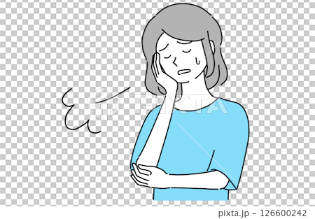 Young woman sighing with her hand on her cheek 126600242