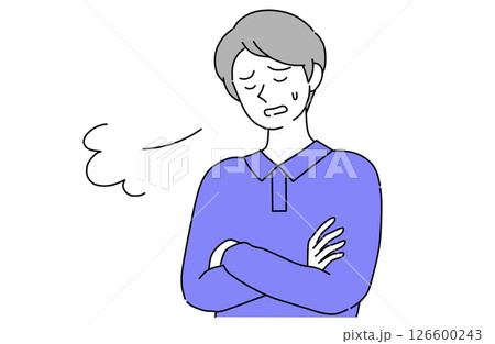 腕を組んでため息をついている若い男性 腕を組んでため息をついている若い男性 126600243
