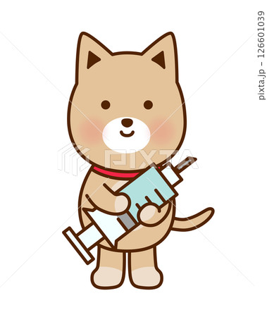 注射器を持ったかわいい犬のイラスト 注射器を持ったかわいい犬のイラスト 126601039
