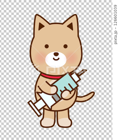 注射器を持ったかわいい犬のイラスト 注射器を持ったかわいい犬のイラスト 126601039