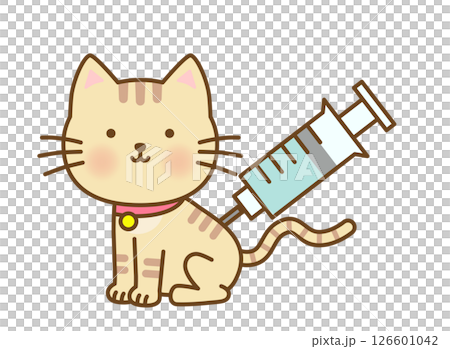 猫の予防接種イラスト｜動物病院・ワクチン啓発に使えるかわいい素材 126601042