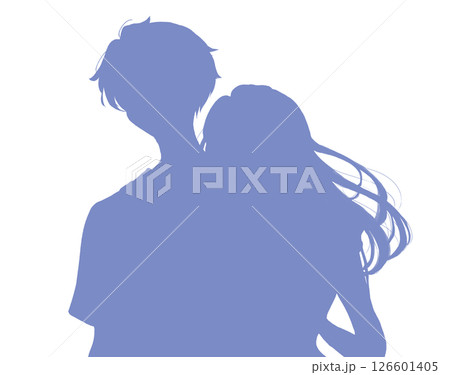 外出する男女　夏イメージ　影絵 126601405