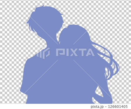 外出する男女　夏イメージ　影絵 126601405