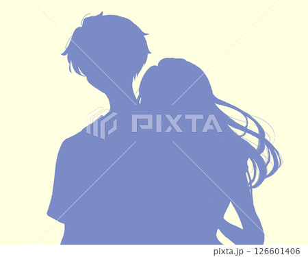 外出する男女　夏イメージ　影絵 126601406