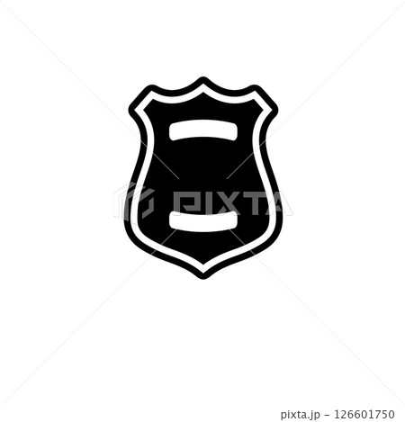 Police Officer Badge, Sheriff Shield Solid Flat Vector Icon Isolated on White Background Police Officer Badge, Sheriff Shield Solid Flat Vector Icon Isolated on White Background 126601750