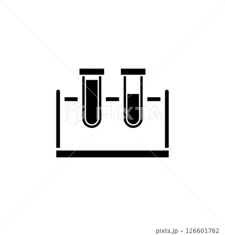 Chemical Test Tube Rack Flasks, Lab Equipment Solid Flat Vector Icon Isolated on White Background 126601762