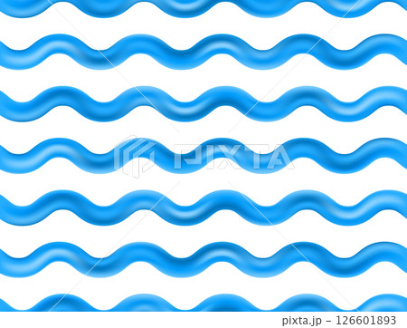 Seamless pattern with 3D wavy blue lines on white background. Modern liquid wave texture inspired by ocean and summer themes. Perfect for textiles, packaging, beach designs, or digital prints Seamless pattern with 3D wavy blue lines on white background. Modern liquid wave texture inspired by ocean and summer themes. Perfect for textiles, packaging, beach designs, or digital prints 126601893