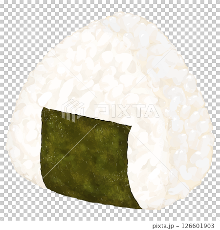 Realistic illustration of rice ball with nori seaweed Realistic illustration of rice ball with nori seaweed 126601903