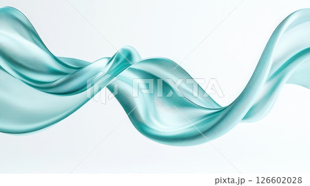 Elegant Flow of Translucent Aqua Silk in Midair on a White Background Elegant Flow of Translucent Aqua Silk in Midair on a White Background 126602028