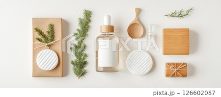 Minimalist Organic Cosmetic Products on Neutral Background 126602087