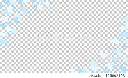 水色のドットとストライプ柄の三角形の斜めフレーム 126602198