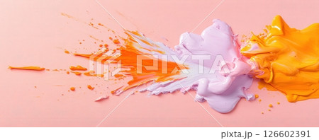 Vibrant Explosive Digital Art Composition with Splashing Color 126602391
