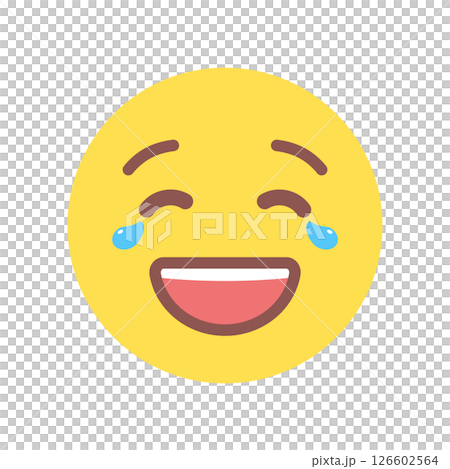 涙を流して笑っているニコニコ顔の絵文字｜爆笑や大笑い、うれし泣きのイラスト 126602564
