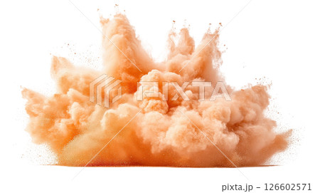Soft Orange Powder Cloud Bursting Mid Explosion in Isolated Environment 126602571