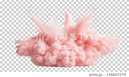 Soft Coral Powder Cloud Mid Explosion Burst Isolated on White Background Soft Coral Powder Cloud Mid Explosion Burst Isolated on White Background 126602579