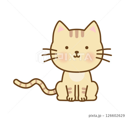 おすわりしているかわいい猫のイラスト 126602629