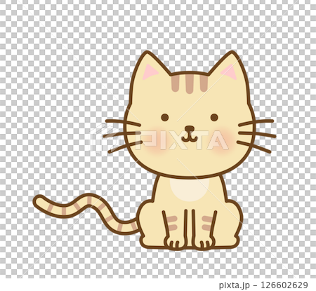 おすわりしているかわいい猫のイラスト 126602629