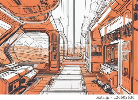 old industrial illustration of a industrial plant 126602630