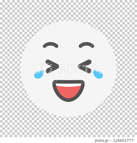 涙を流して笑っているニコニコ顔の絵文字｜爆笑や大笑い、うれし泣きのイラスト 126602777