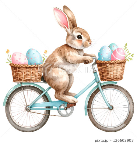 This adorable watercolor Easter bunny clipart set is perfect for your spring and holiday projects. Featuring hand-painted rabbits, colorful eggs, flowers, balloons, and cute accessories, 126602905