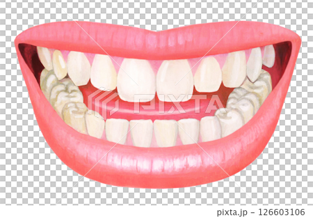 Illustration of a laughing woman's mouth Illustration of a laughing woman's mouth 126603106
