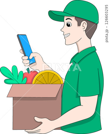 Online Shopping Delivery Courier Character Illustration 126603295