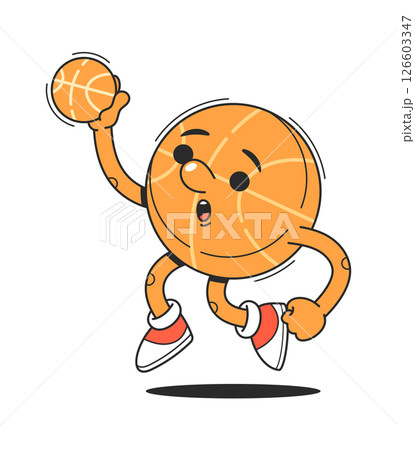 Groovy basketball character jumping up 126603347