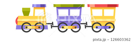 Cartoon train amusement park attraction 126603362