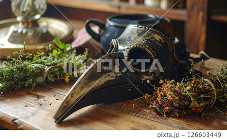 古風なペストマスクと薬草4 古風なペストマスクと薬草4 126603449