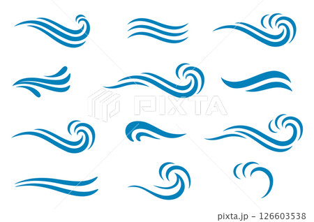 Water ocean sea wave blue set icons Water ocean sea wave blue set icons 126603538