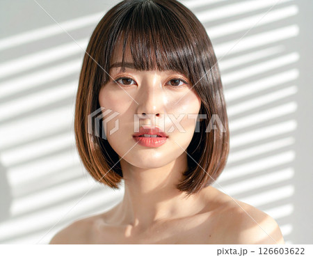 窓際の女性　ボブカット 126603622