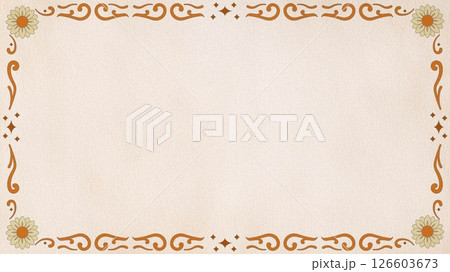 装飾付きヴィンテージ風花柄フレーム 装飾付きヴィンテージ風花柄フレーム 126603673