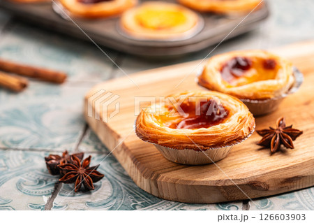 Portuguese custard tarts or Pastel de Nata Portuguese custard tarts or Pastel de Nata 126603903