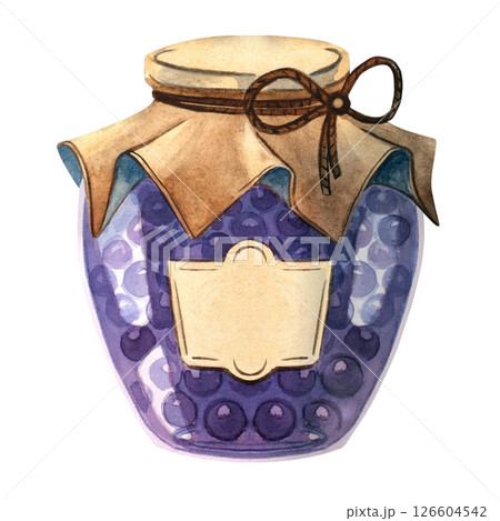 Watercolor Jar of Summer Berry Jam Watercolor Jar of Summer Berry Jam 126604542