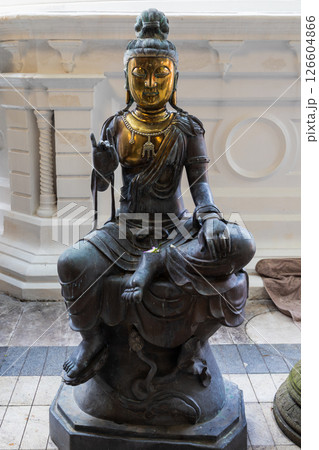 A beautiful bronze Buddha statue depicted in an elegant sitting posture A beautiful bronze Buddha statue depicted in an elegant sitting posture 126604866