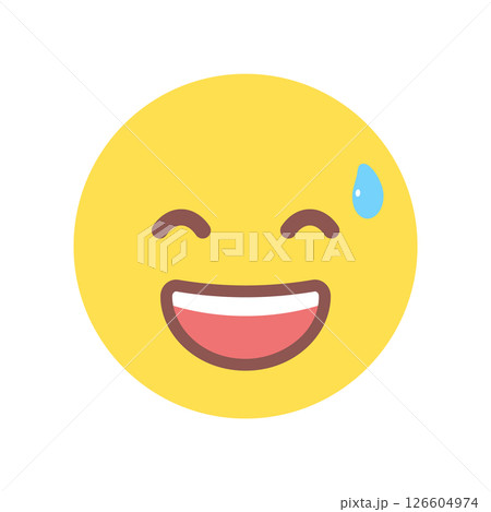 冷や汗をかきながら笑う絵文字 - 苦笑いや気まずい顔のイラスト素材 126604974