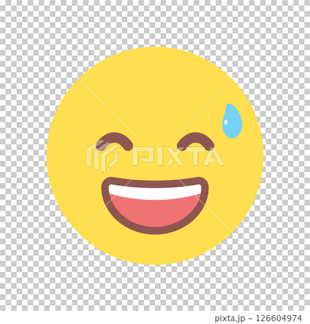 冷や汗をかきながら笑う絵文字 - 苦笑いや気まずい顔のイラスト素材 126604974