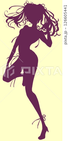 水着のアイドル風の女性 シルエット 水着のアイドル風の女性 シルエット 126605441
