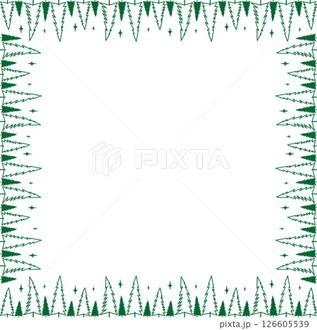 Winter tree New Year frame. Cute simple Christmas tree frame. Nature template to write text matter 126605539
