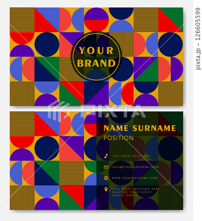 Minimal abstract business card template. Modern corporate stationery id layout with geometric shapes 126605599