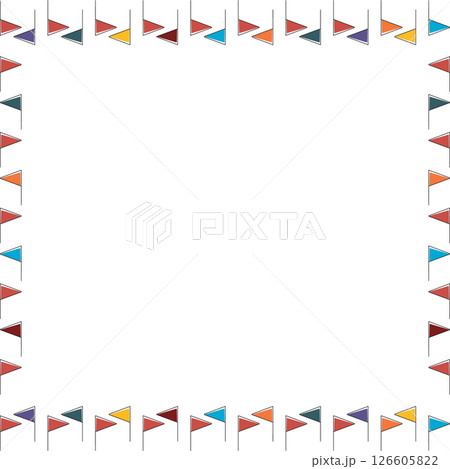 Golf flag elements frame. Colorful design for players template. Frame with empty space for your text Golf flag elements frame. Colorful design for players template. Frame with empty space for your text 126605822