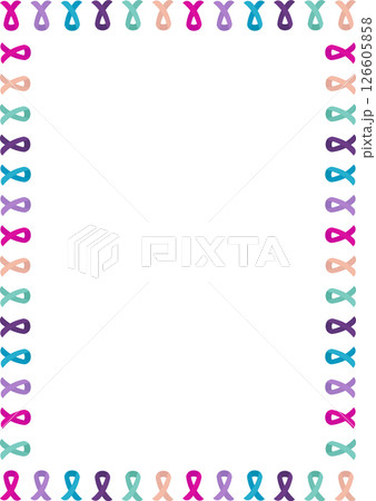 Cancer awareness various color ribbons frame. A big colorful ribbon with empty space for your text 126605858