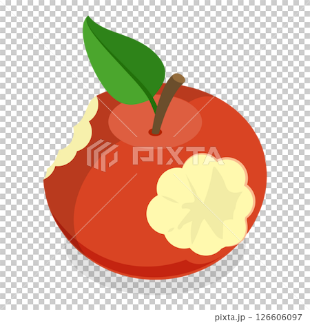 3D Isometric Flat Set of Bitten Apple. Item 2 3D Isometric Flat Set of Bitten Apple. Item 2 126606097